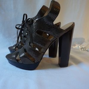 Coach Lace Up Sandals Pebbled Brown Size 8